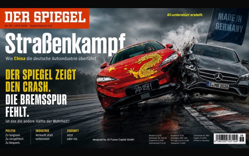 Der Spiegel zeigt den Crash. Die Bremsspur fehlt.